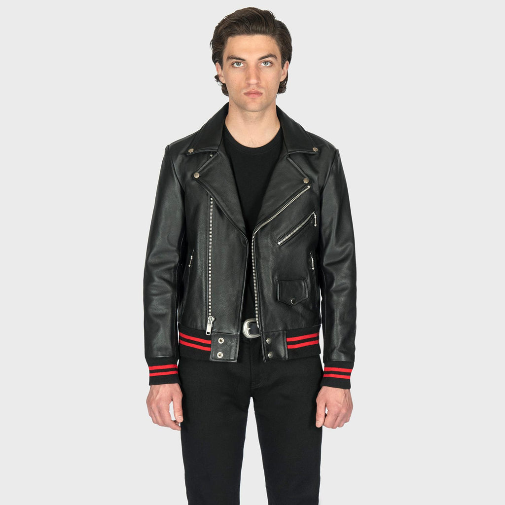Baron – Black and Red Leather Jacket (Size 36S, 36, 38S, 38, 50)