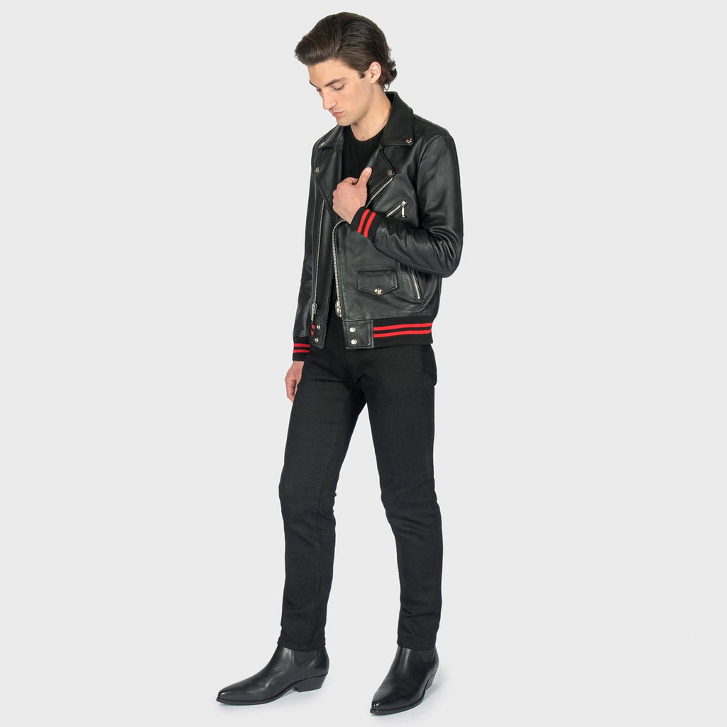 Baron – Black and Red Leather Jacket (Size 36S, 36, 38S, 38, 50)