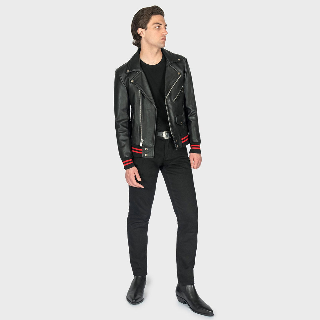 Baron – Black and Red Leather Jacket (Size 36S, 36, 38S, 38, 50)