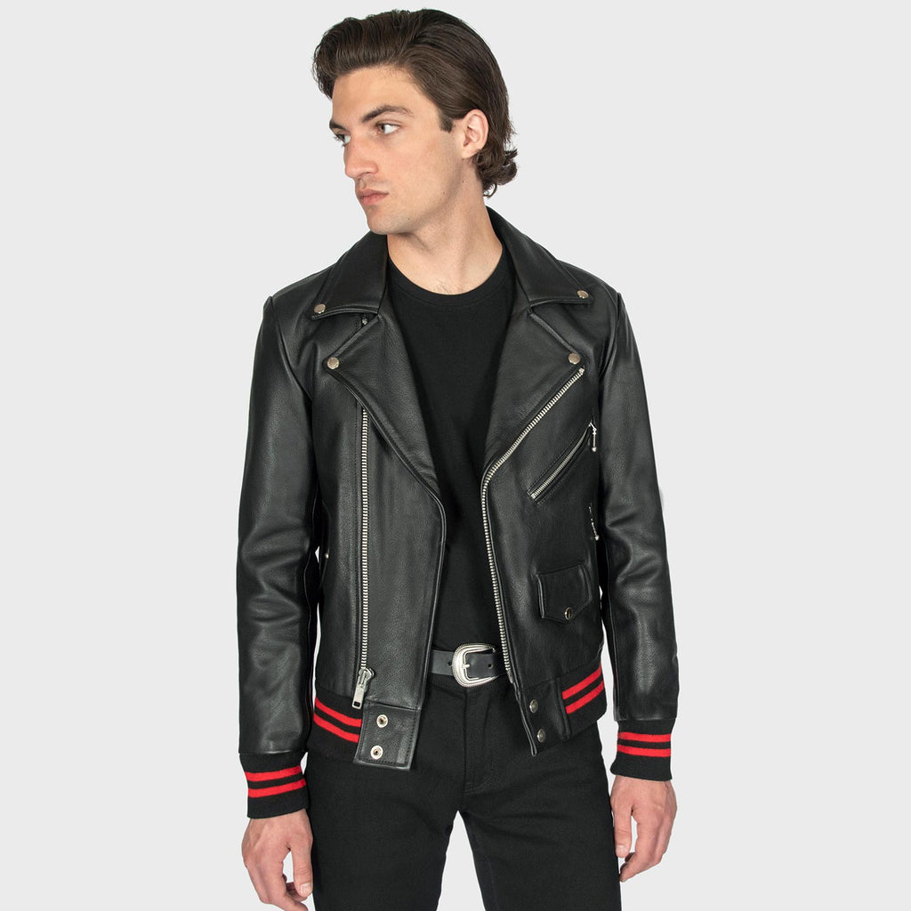 Baron – Black and Red Leather Jacket (Size 36S, 36, 38S, 38, 50)