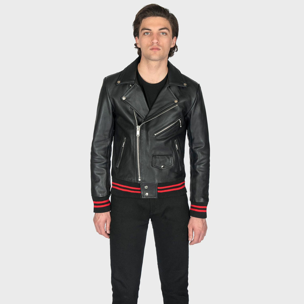 Baron – Black and Red Leather Jacket (Size 36S, 36, 38S, 38, 50)