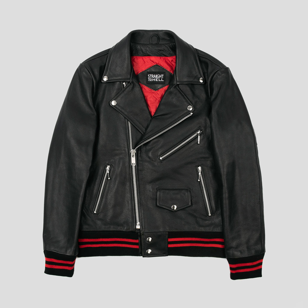 Baron – Black and Red Leather Jacket (Size 36S, 36, 38S, 38, 50)